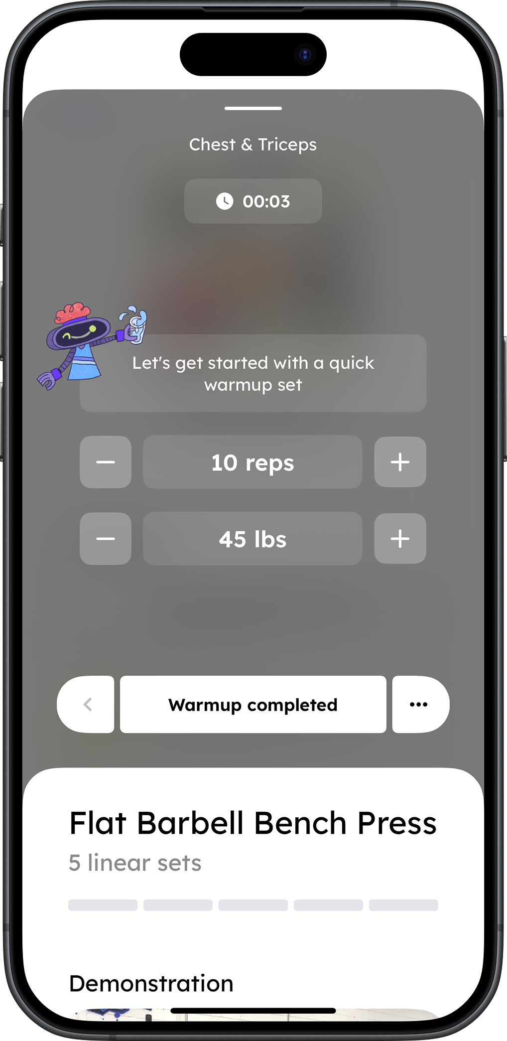 FitCheck workout player in action